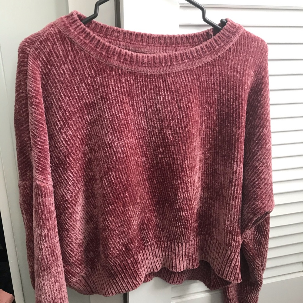 Dusty Pink Chenille Cropped Sweater